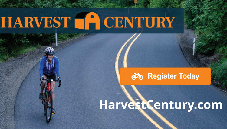 Color promotional photo of the Harvest Century bike ride in Forest Grove, Oregon